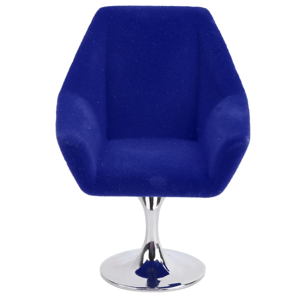 Mini Furniture Armchair for 1:12 Miniature Doll House Rotate Flocking Chair AccessoriesBlue