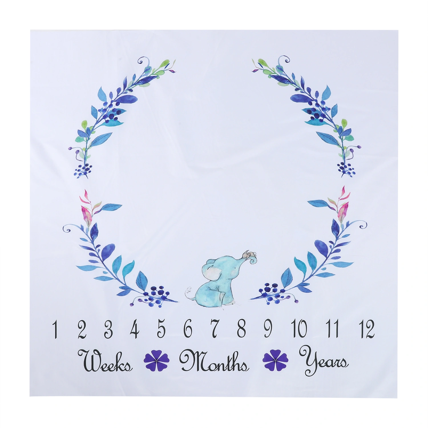 Elephant Pattern Newborn Baby Milestone Cloth Infant Photography Cloth Props Accessory