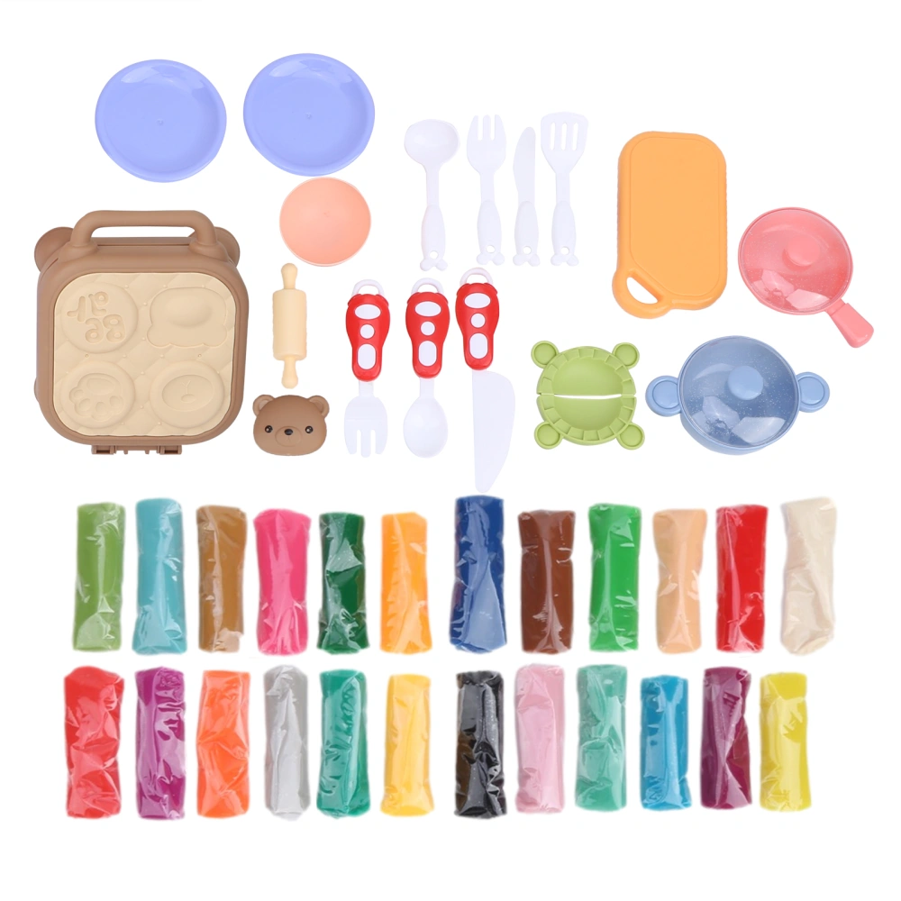 Pretend Play Toy Set Children Colorful Molding Mud Non Toxic Handmade Clay Kitchen DIY PlayingBear and Burger Machine