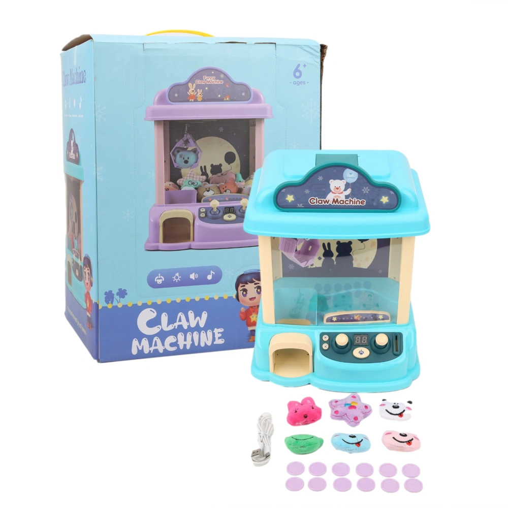 Electronic Claw Machine CoinOperated Doll Grabber Crane Machine Music Light Child Toy(Blue )