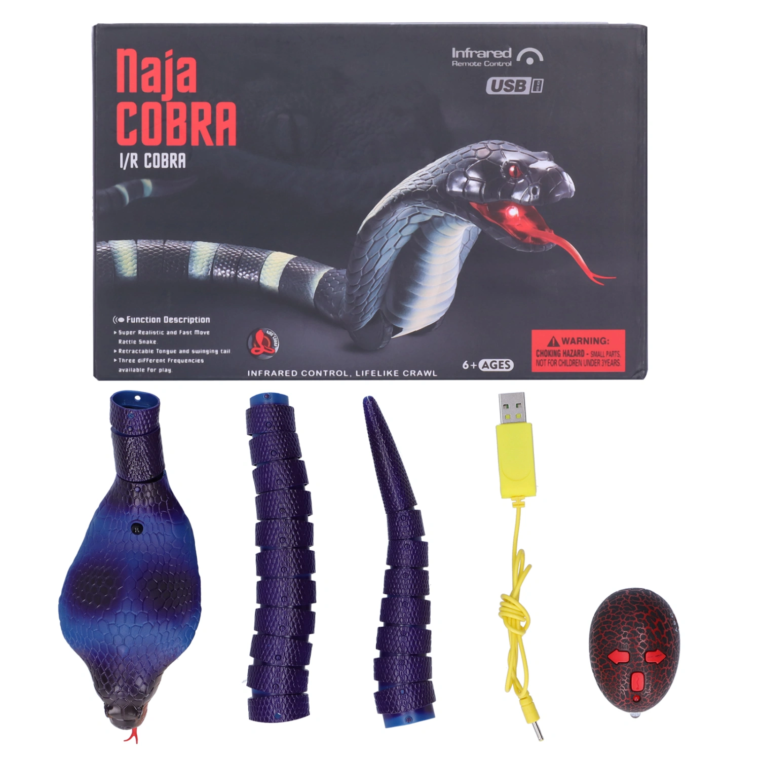 Infrared Remote Control Snake Toy Simulation Snake Animal Model Electric Trick ToyBlue
