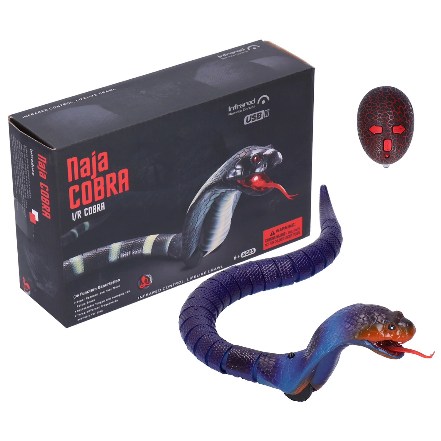 Infrared Remote Control Snake Toy Simulation Snake Animal Model Electric Trick ToyBlue