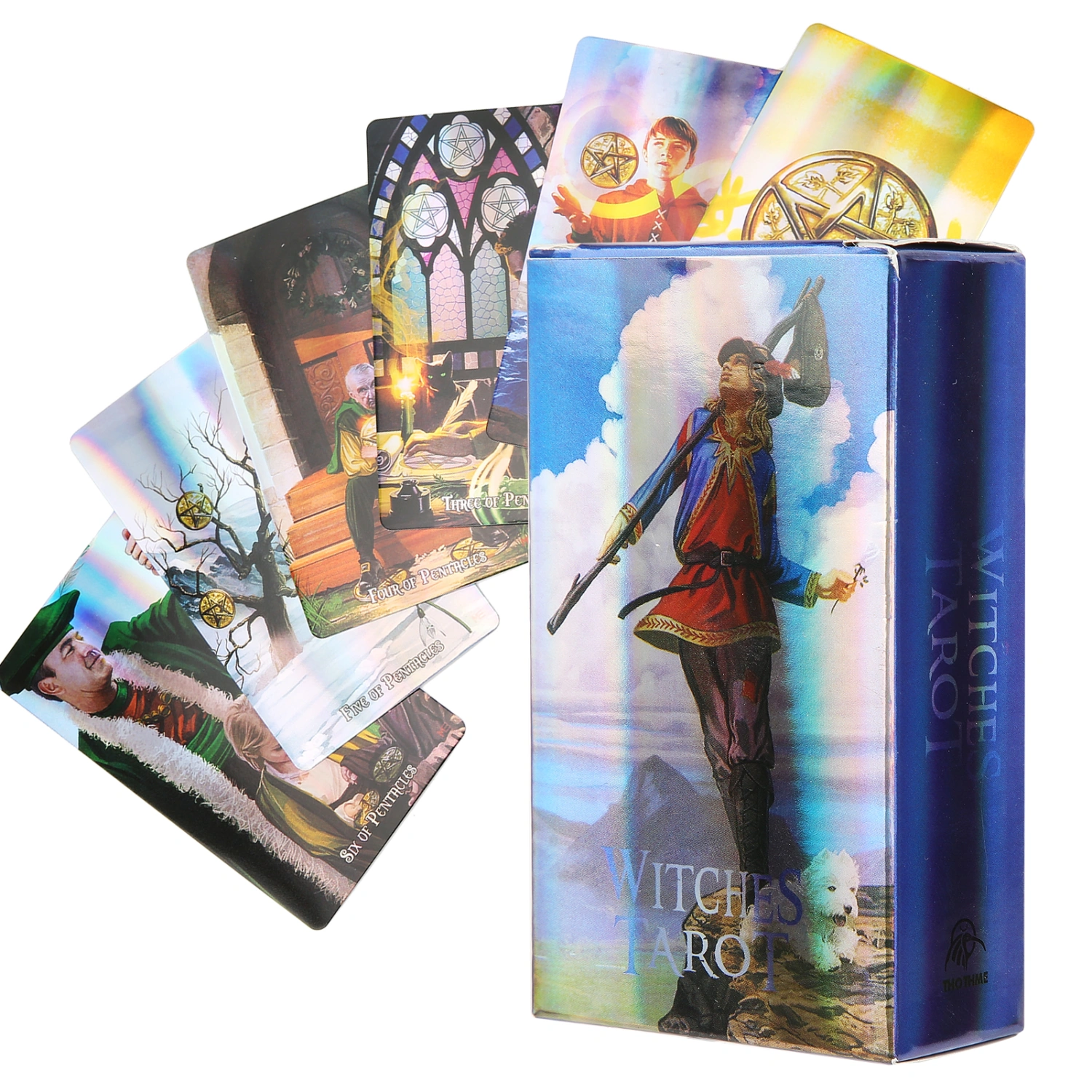 Witch Tarot Cards Deck Hologram Paper English Divination Card Interactive Board GameWitches Tarot