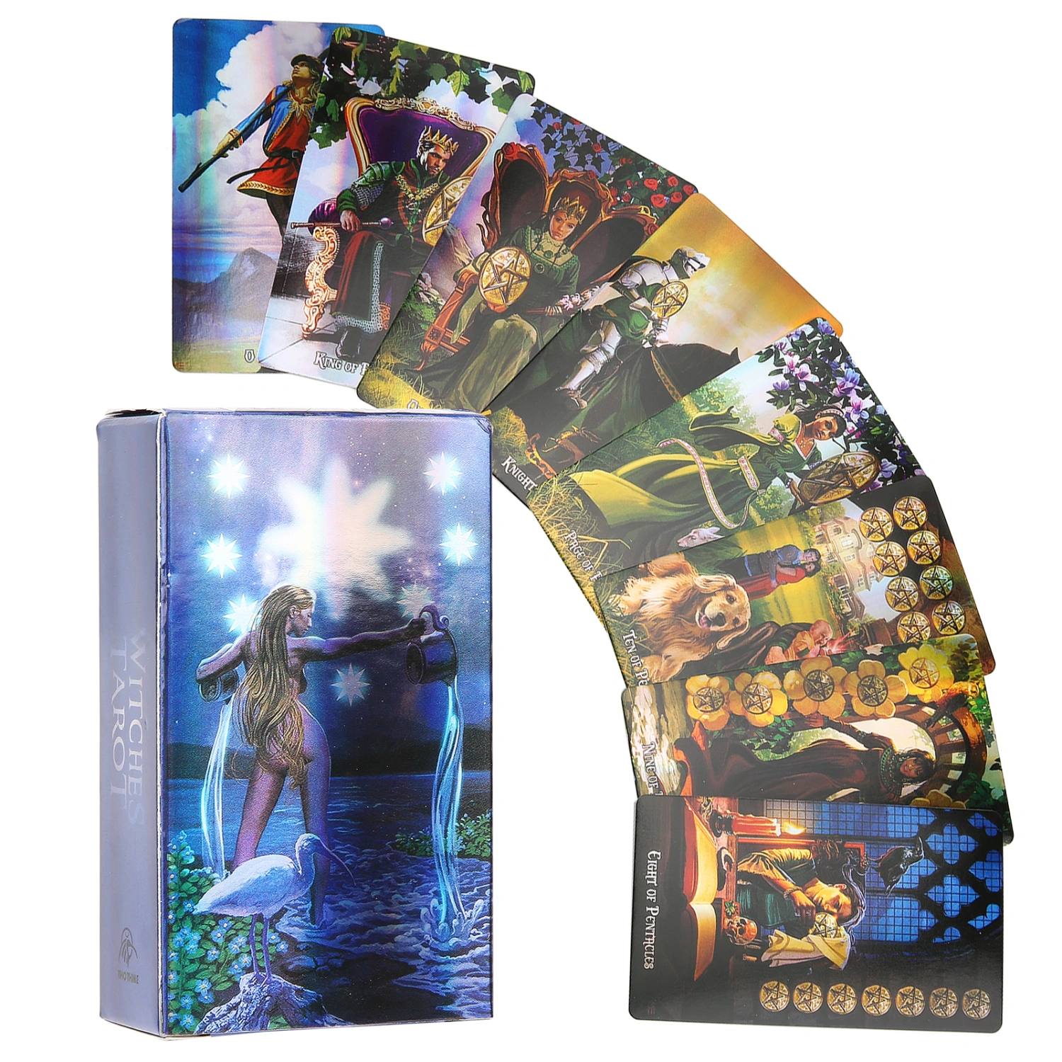 Witch Tarot Cards Deck Hologram Paper English Divination Card Interactive Board GameWitches Tarot