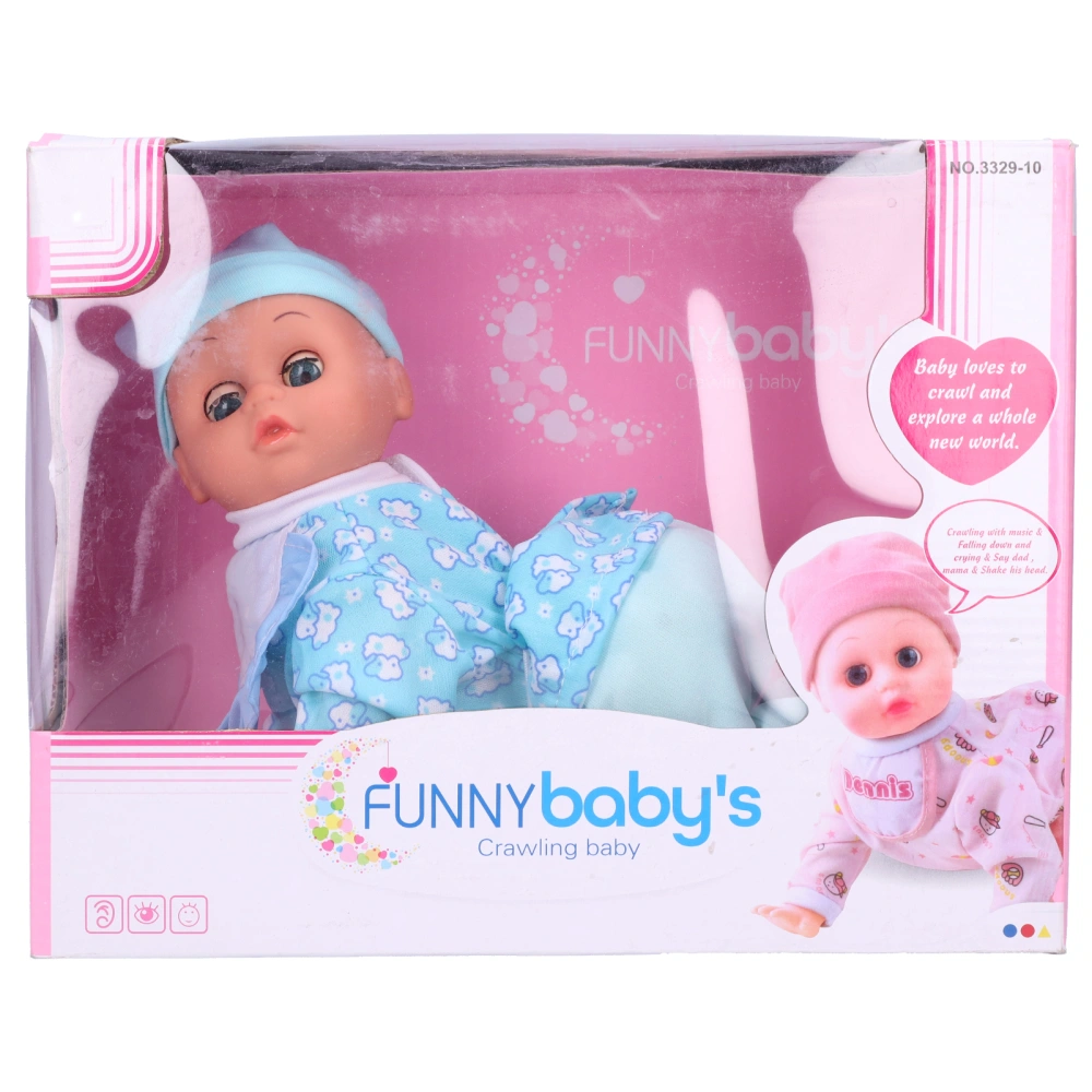 Lifelike Cute Baby Doll Electric Smart Laughing Crawling Doll Simulation Kids Toy(11,5 pouces L Garon )