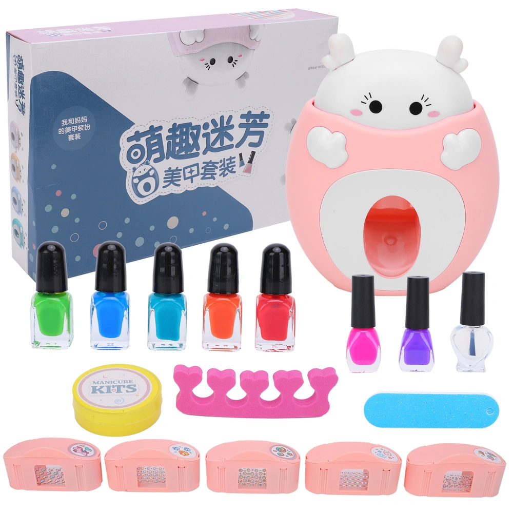 Pretend Play Children Nail Art Machine Kit Girl Nail Art Polish Nail Stamper Set Manicure ToyPink