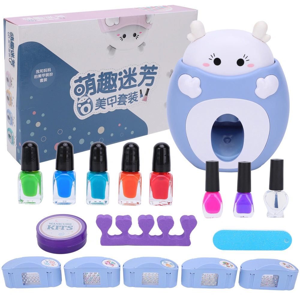 Pretend Play Children Nail Art Machine Kit Girl Nail Art Polish Nail Stamper Set Manicure ToyBlue