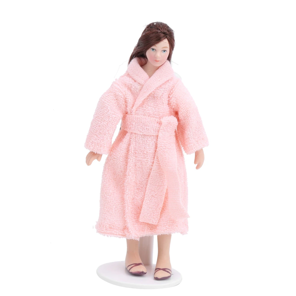 1:12 Miniature House Ceramic Doll Model Woman Lady Long Dress Doll Toy Decoration(NightGown )