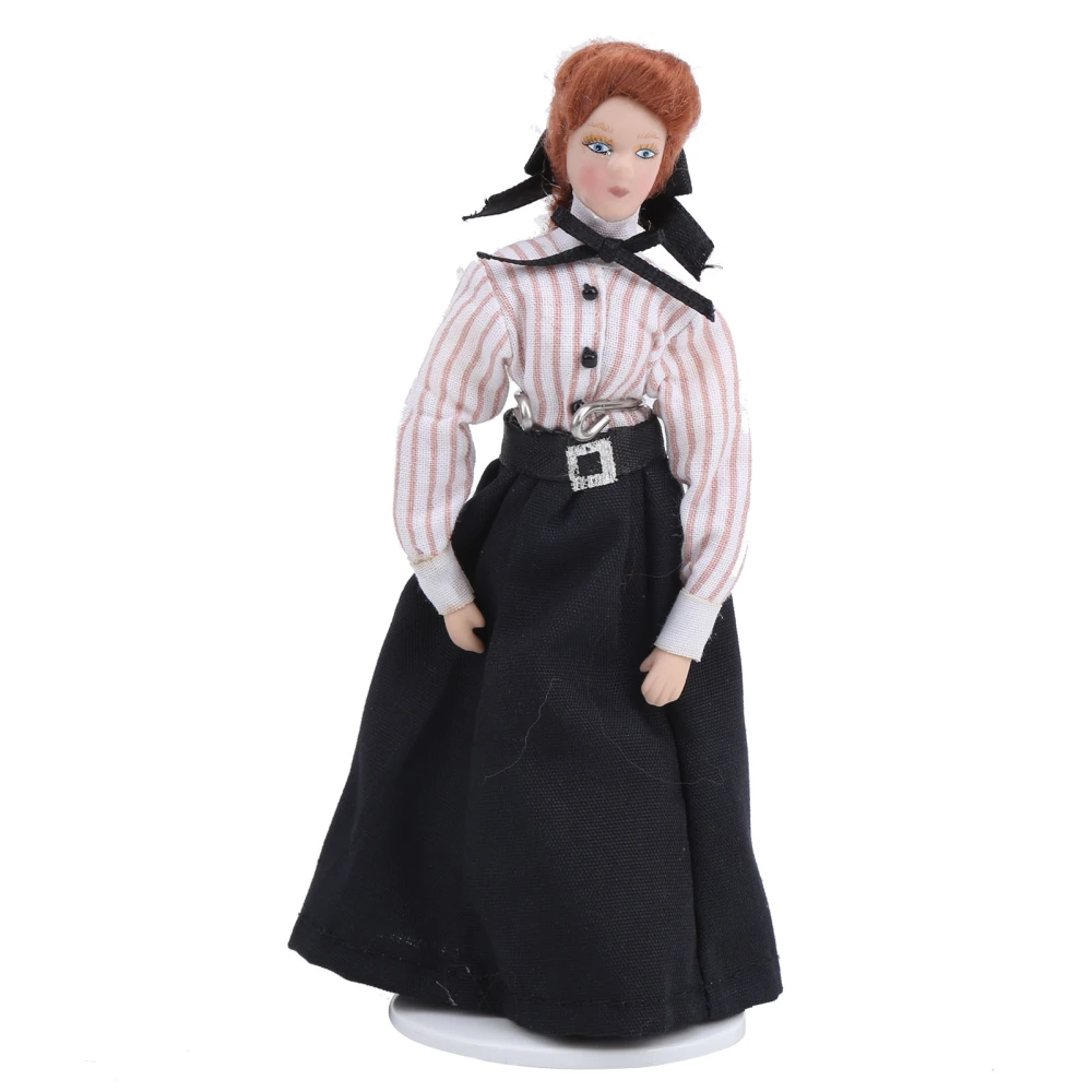 1:12 Miniature House Ceramic Doll Model Woman Lady Long Dress Doll Toy DecorationTeacher