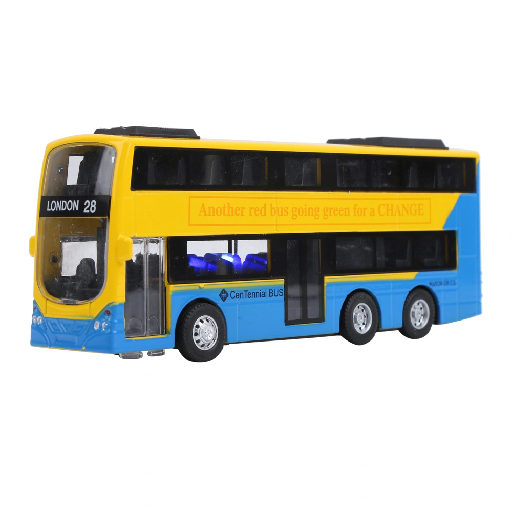 1:90 DoubleDecker Model PullBack Children Vehicle Toy Model with Light Sound Effect(Yellow )