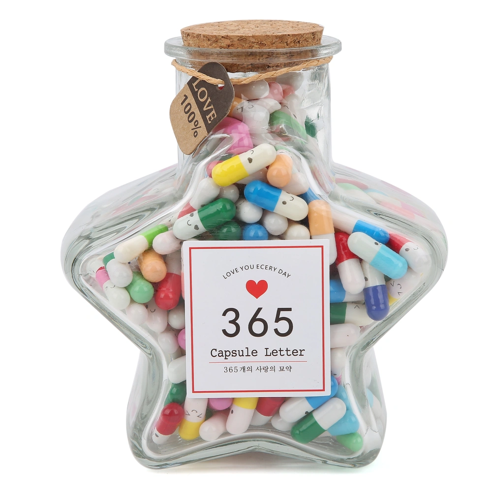 365pcs Capsule Letter Wishing Bottle Message Pills Capsule Glass Wishing Bottle (Mix Color Style)Star Shape