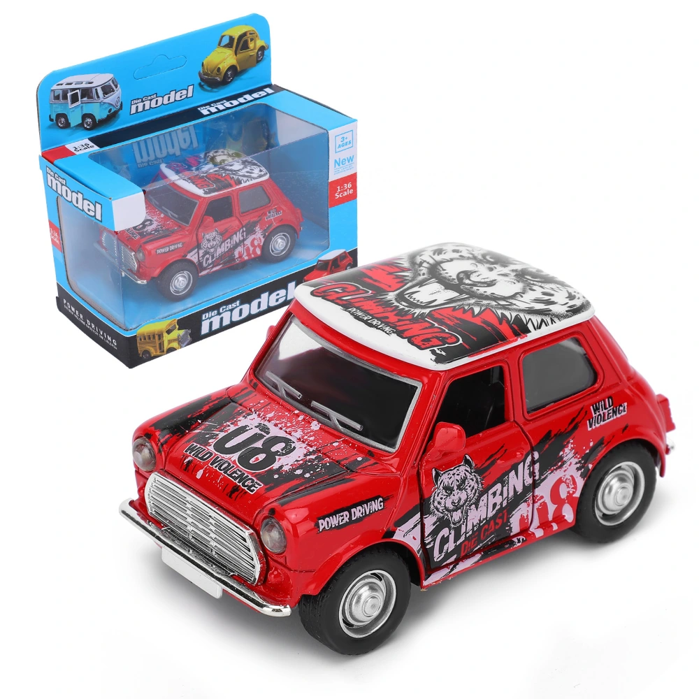 1:36 Mini Car Model Graffiti Pull Back Car Sound Light Battery Vehicles Child GiftRed