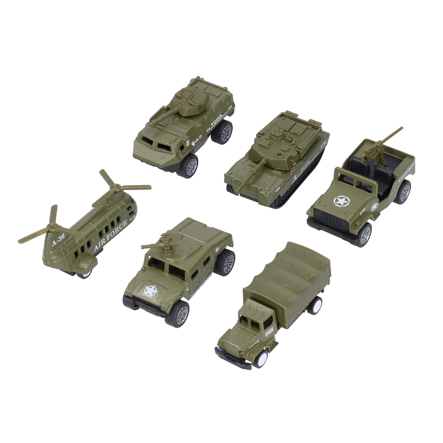 1:64 Scale Pull Back Military Vehicles Model Tank Truck Vehicle Models Children Car Toys6pcs / set
