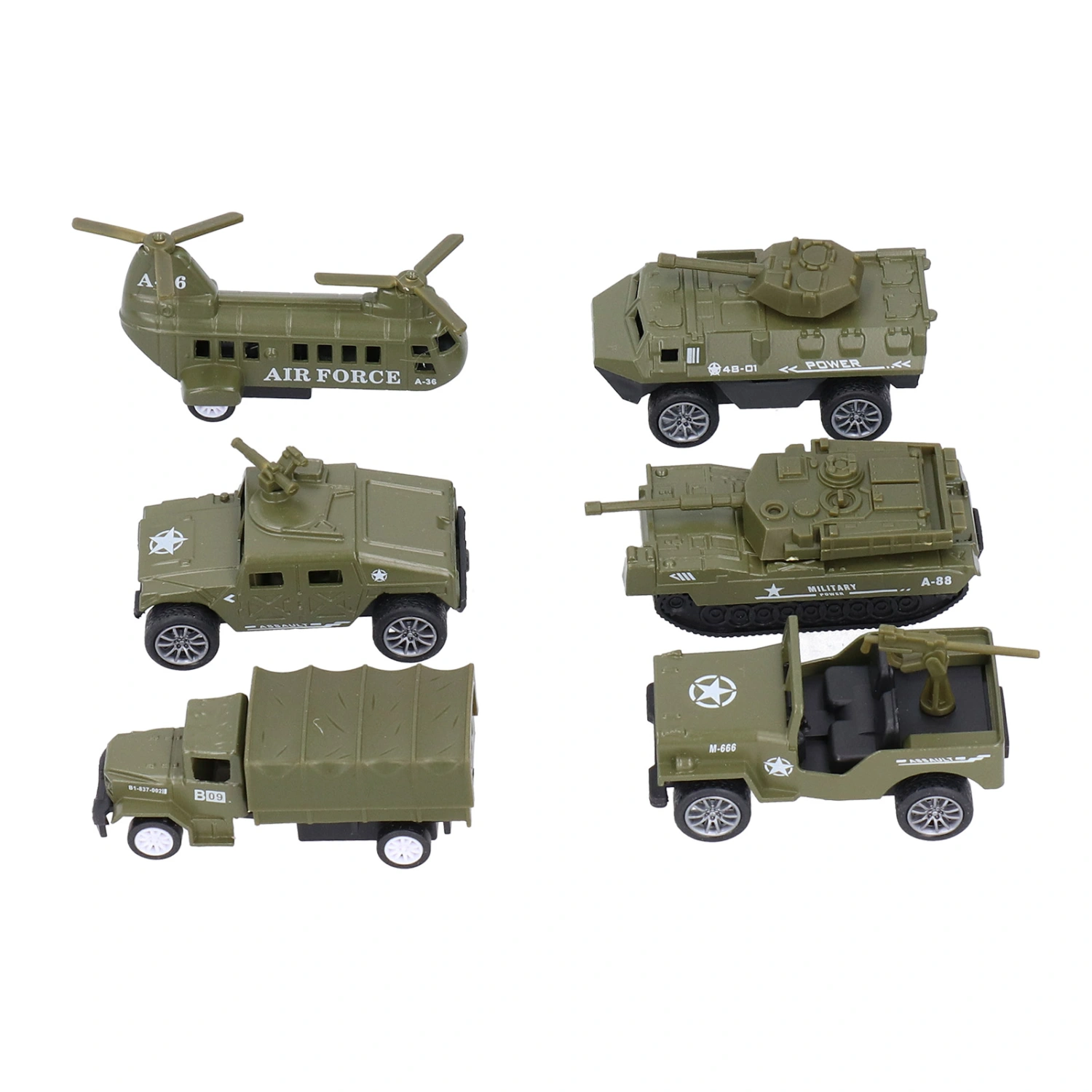 1:64 Scale Pull Back Military Vehicles Model Tank Truck Vehicle Models Children Car Toys6pcs / set