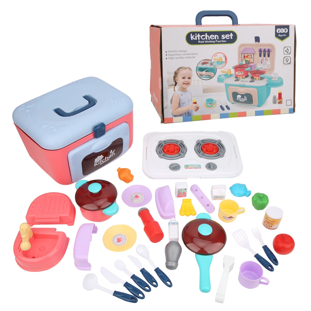 Kids Kitchen Playset Cooking Pretend Play Toy Picnic DIY Light Sound Child Utensil Gifts7945