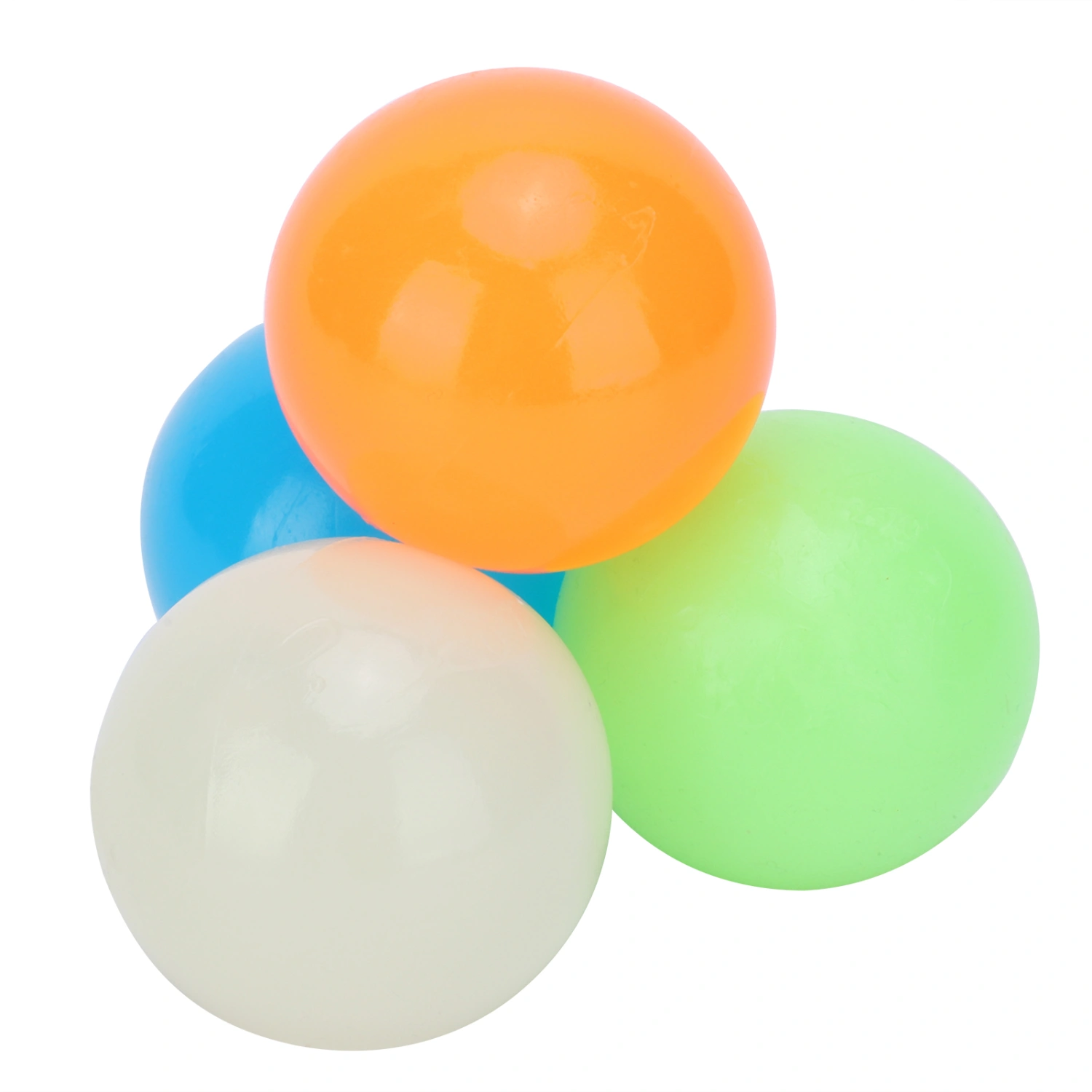 4pcs Stick Wall Ball Stress Relief Toys Decompression Luminous Stick Ball Toys Set4 Colors 45mm