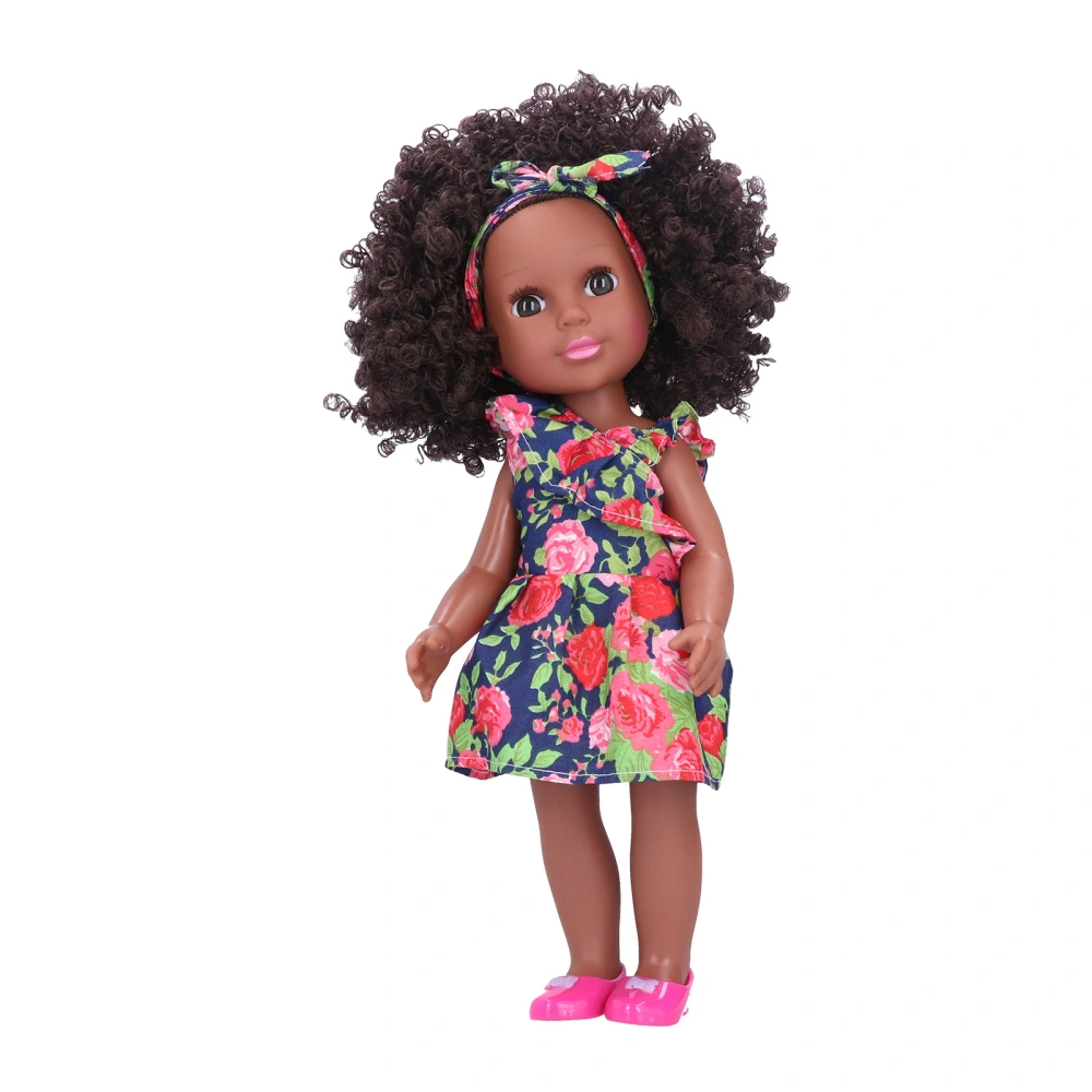 Exquisite African Black Girl Doll Lifelike Chidren Cute Afro Doll Kid Role Play Toy GiftQ14-155