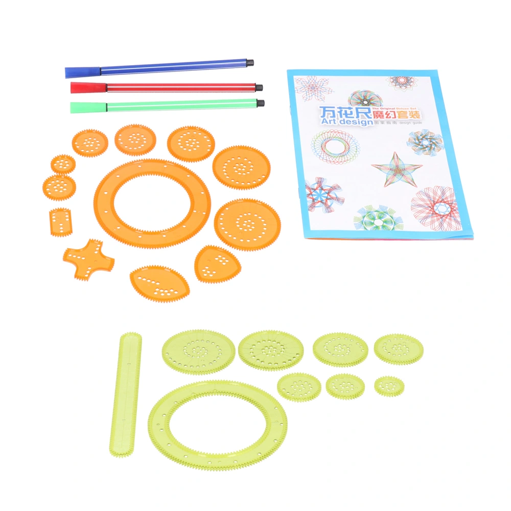 Kids Painting Ruler Set Spiral Drawing Toy DIY Interlocking Gear Wheel Educational Toys608-121