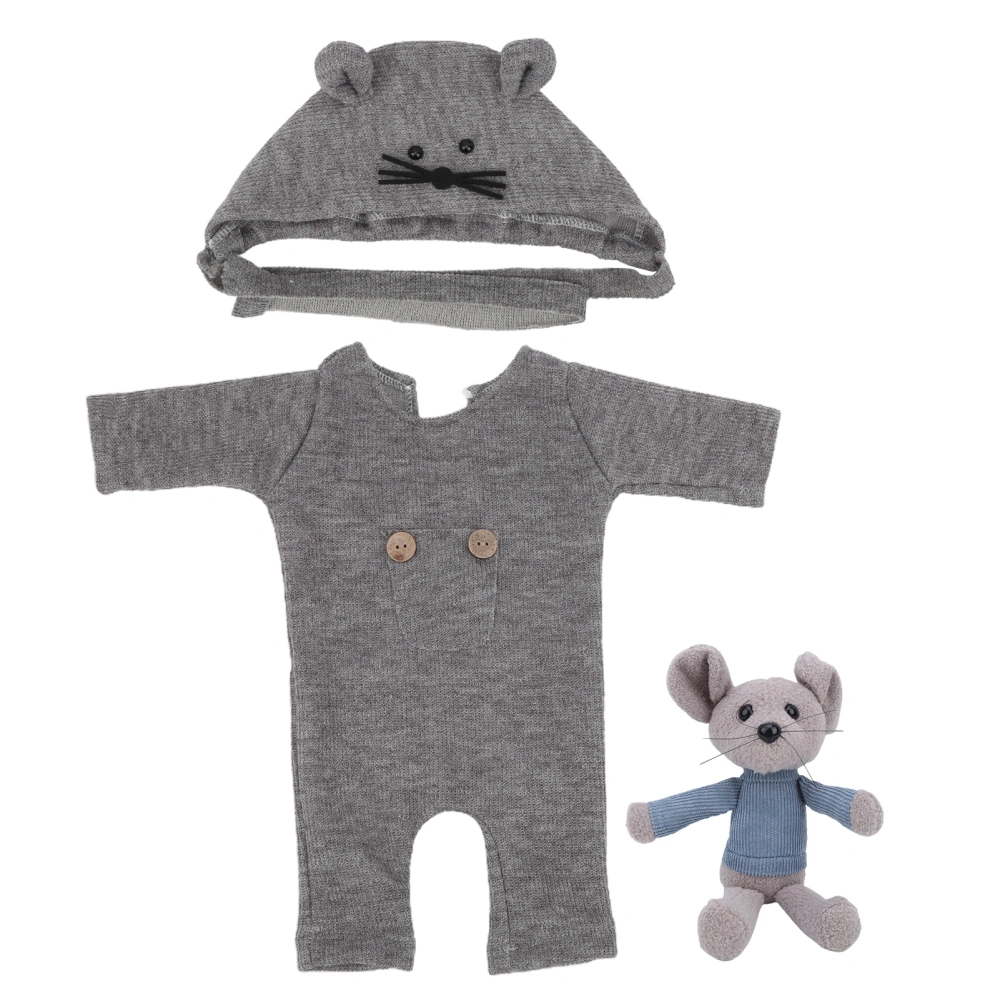 3pcs/Set Baby Photography Photo Props Soft Knitted Clothes Hat Doll Costume for InfantGray