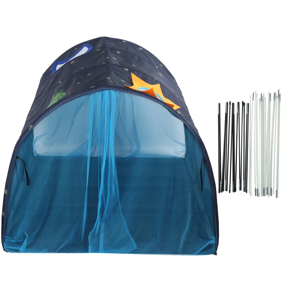 Portable Baby Tunnel Tent Children's Bed Tent Crawling Tunnel Boys Girls Game House ToysBlue with Mosquito Net