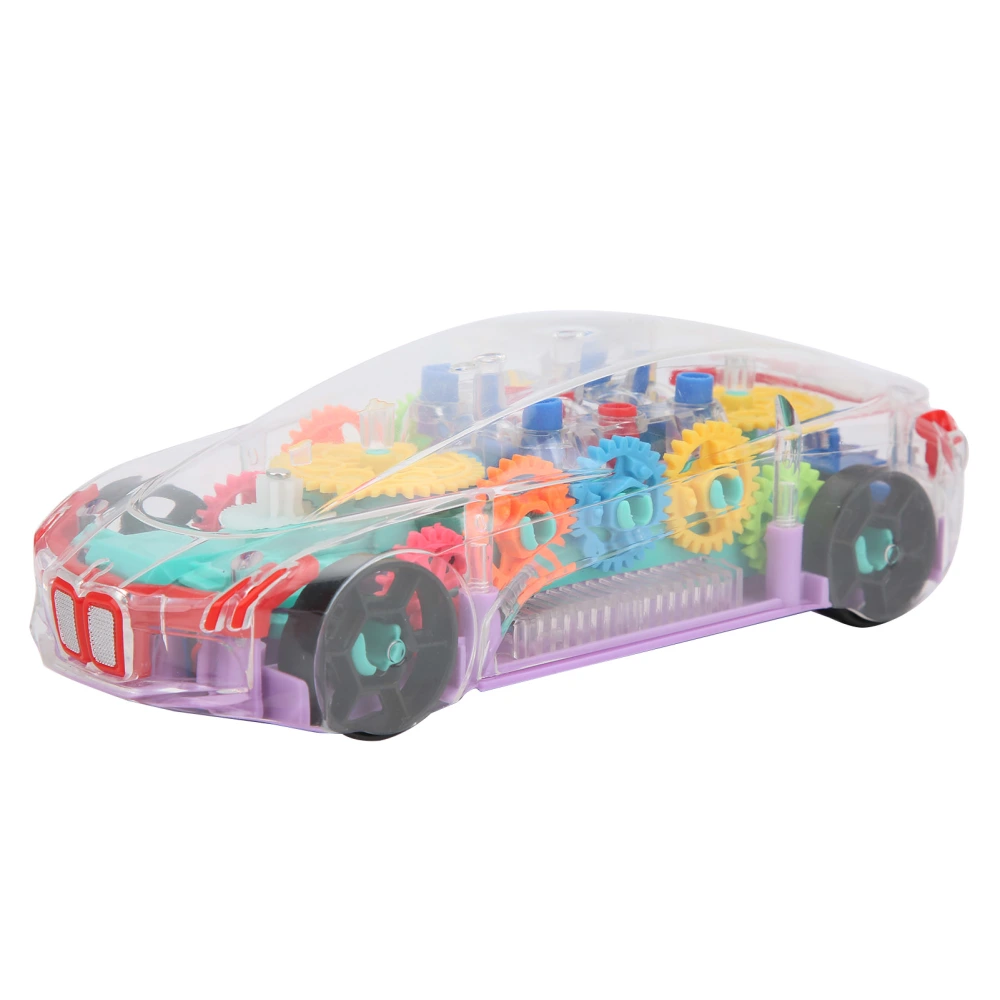 Universal Driving Car Toy Colorful Light Music Transparent Body Mechanical Gear Model Car for KidTransparent Car Toy