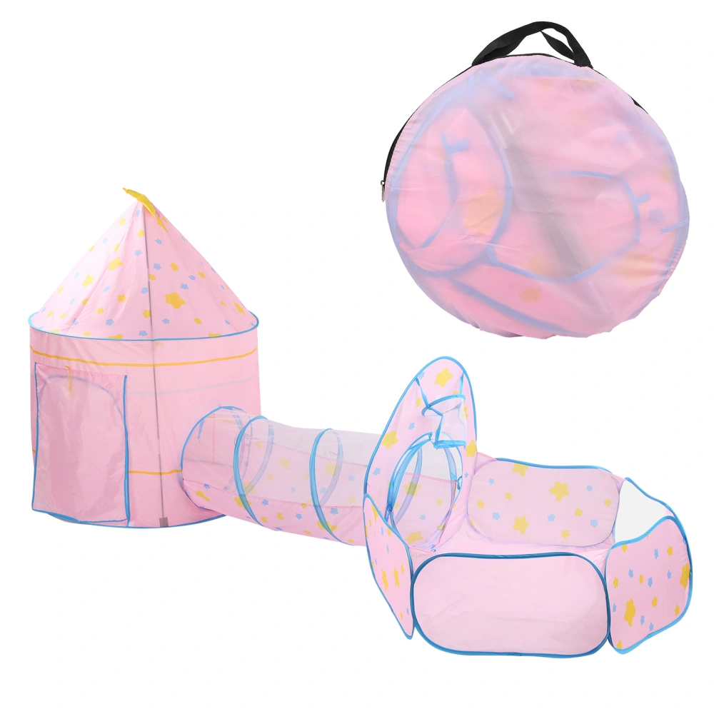 3pcs Baby Tent Kid Crawling Tunnel Play Tent Indoor Children Toddler Toy Ball PoolPink