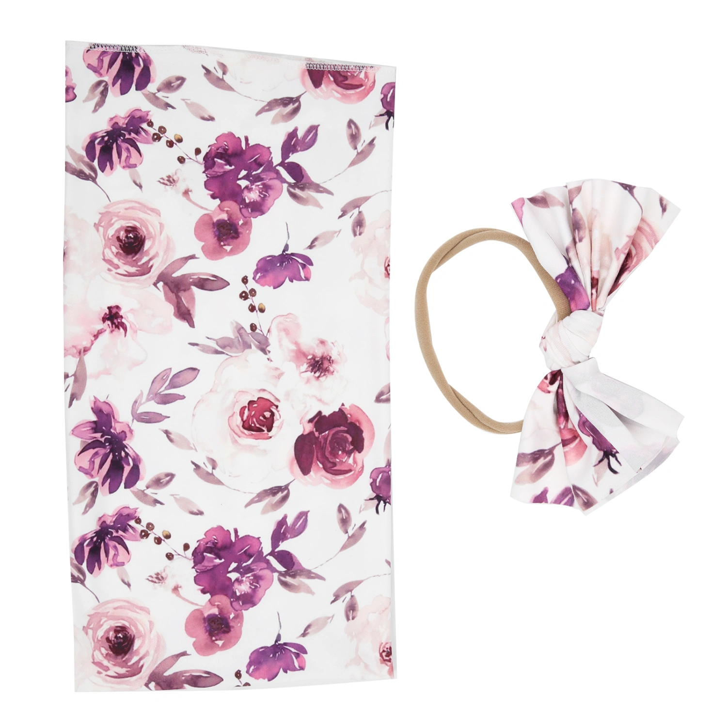 Newborn Swaddle Blanket Headband Set Infant Baby Soft Receiving Blanket Accessories#1 80 x 80cm