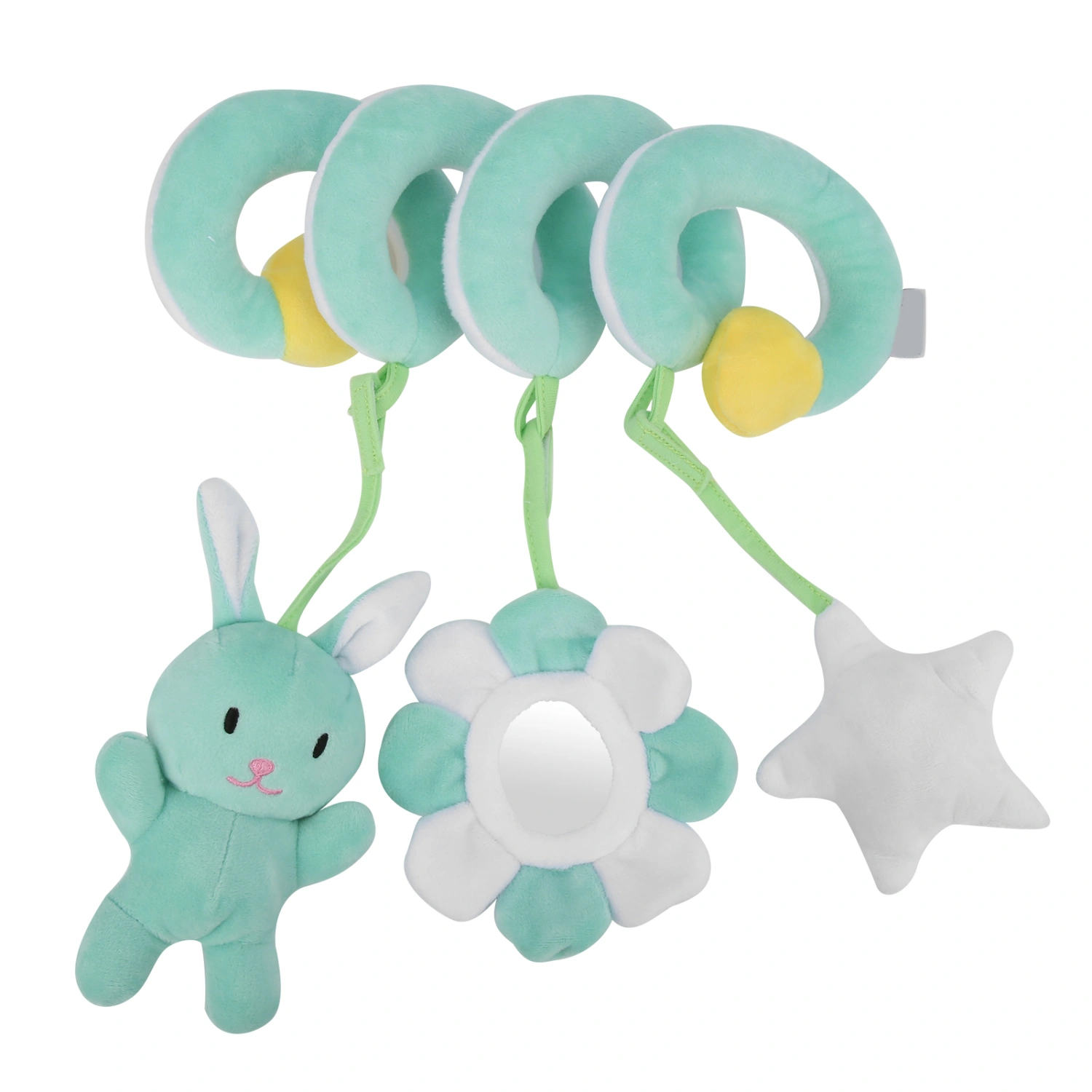 Baby Stroller Hanging Toy Appeasing Infant Spiral Activity Rattle Newborn Plush ToyGreen