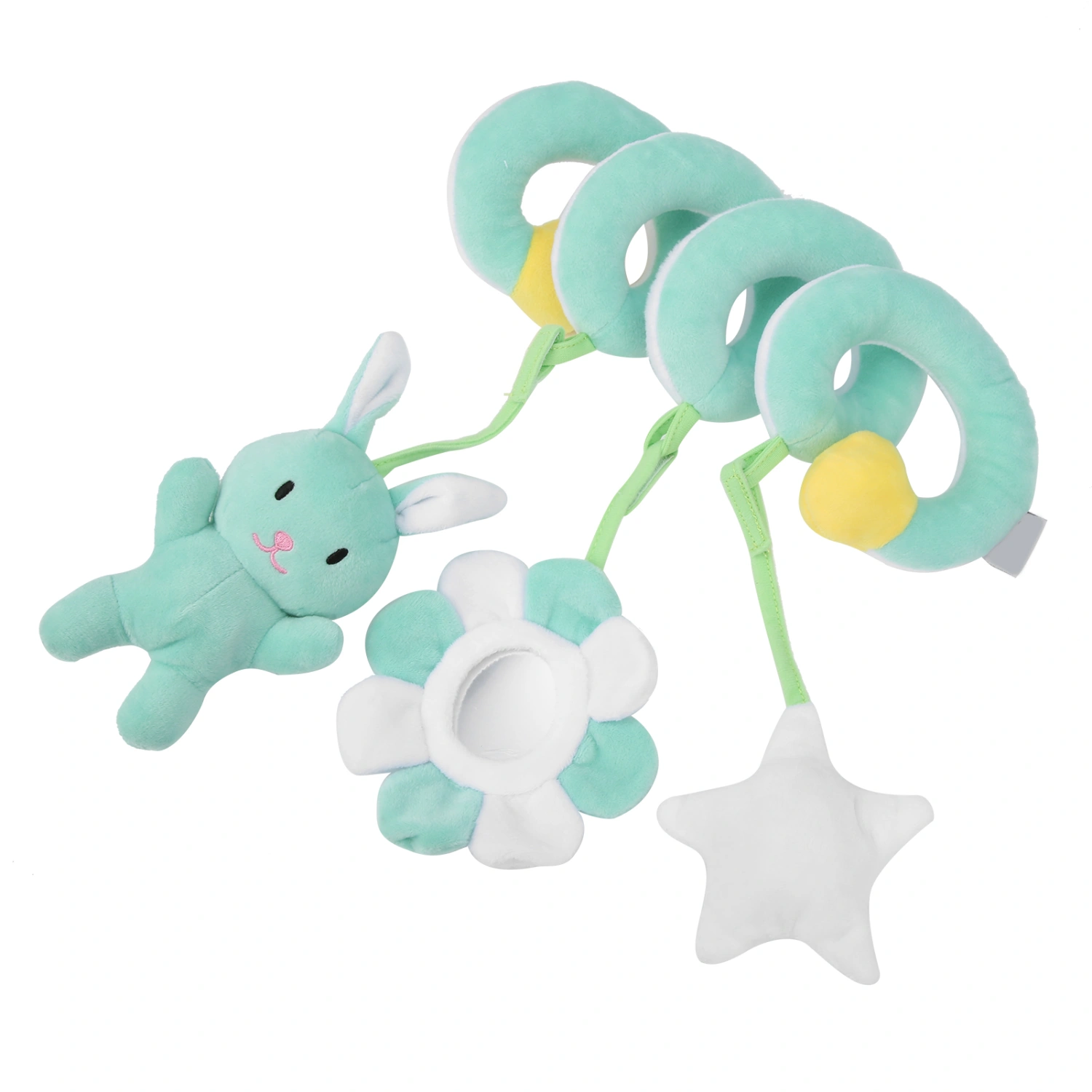 Baby Stroller Hanging Toy Appeasing Infant Spiral Activity Rattle Newborn Plush ToyGreen