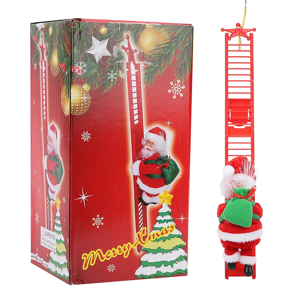 Father Christmas Electric Climb Ladder Home Decoration Christmas Tree Ornaments GiftRed Single Ladder (Random Gift Bag Style)