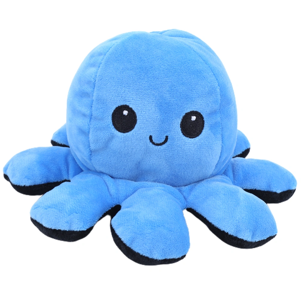 Octopus Plush Doll Reversible Stuffed Double‑Sided Flip Animal Lovely Baby ToysBlue+Black 20 x 10cm