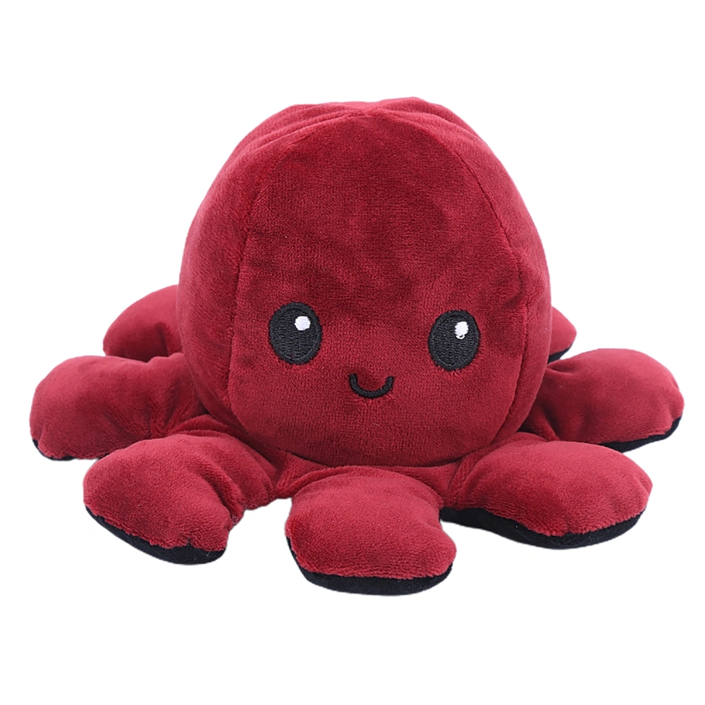 Octopus Plush Doll Reversible Stuffed DoubleSided Flip Animal Lovely Baby Toys(Jujube RedDark )