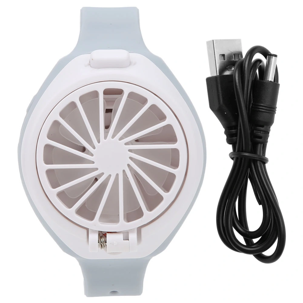 Electric Mini Watch Fan USB Rechargeable Small Fan Pocket Fan for Children StudentsGray Watch Fan