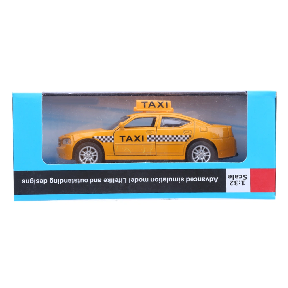 1:32 Alloy Pull Back Taxi Model High Simulation Taxi Model with Music Light EffectYellow Taxi Model