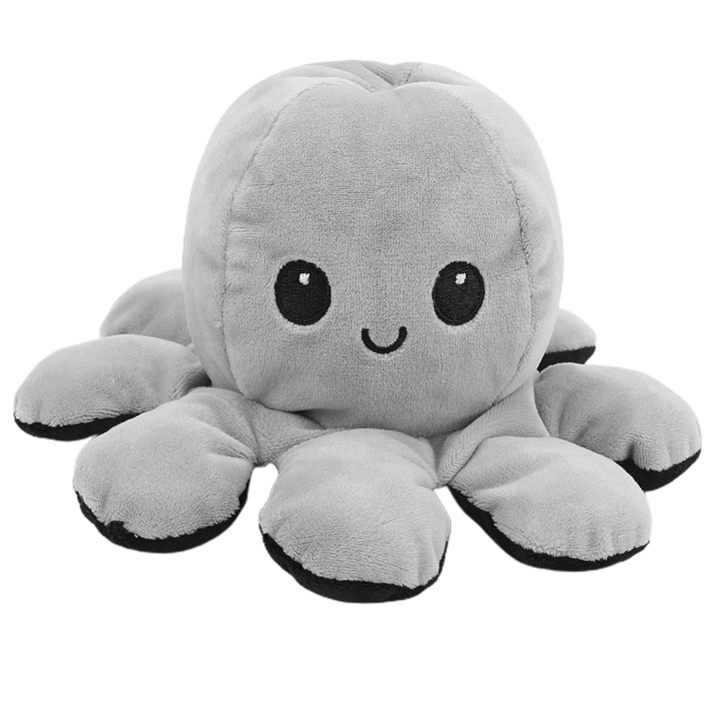 Octopus Plush Doll Reversible Stuffed DoubleSided Flip Animal Lovely Gift Toys(GrayBlack 20 x 10cm)