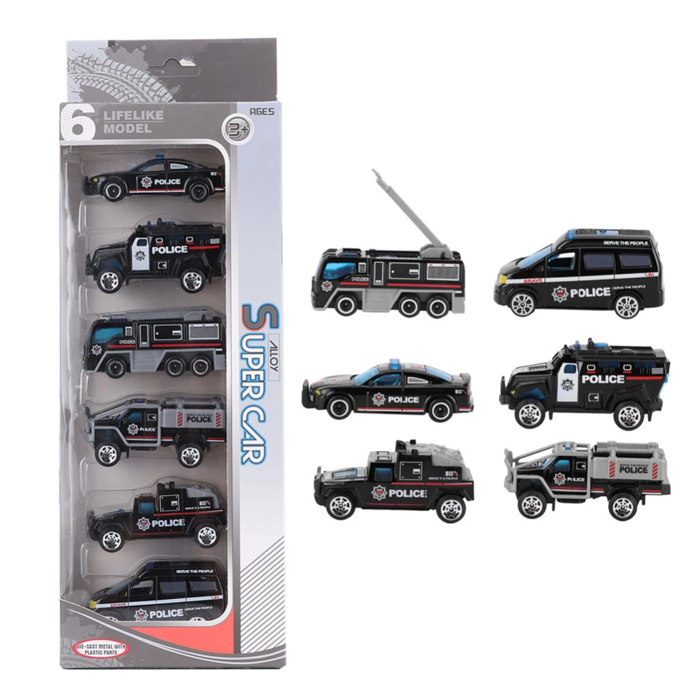 6pcs 1:64 Engineering Car Model Alloy Simulation Vehicle Car Model Children ToyA Style