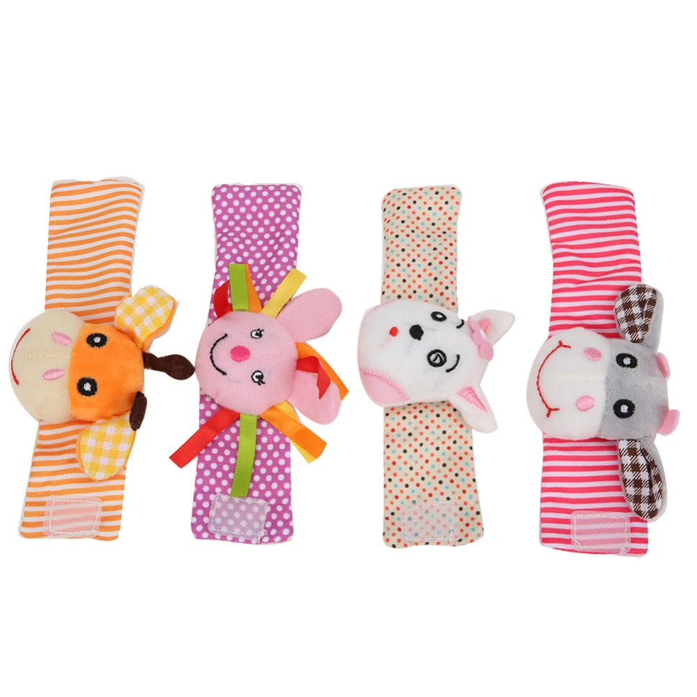 Wrist Rattles Cartoon Animal Pattern Rattle Wrist Bands Toy for 02 Years Old Baby(011+013 )