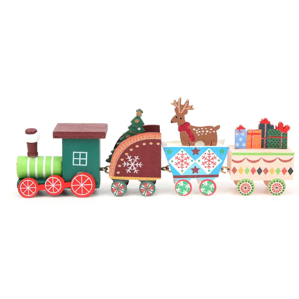 Mini Christmas Children Wooden Train Toy Kid Home DIY Train Decoration Ornament GiftColour