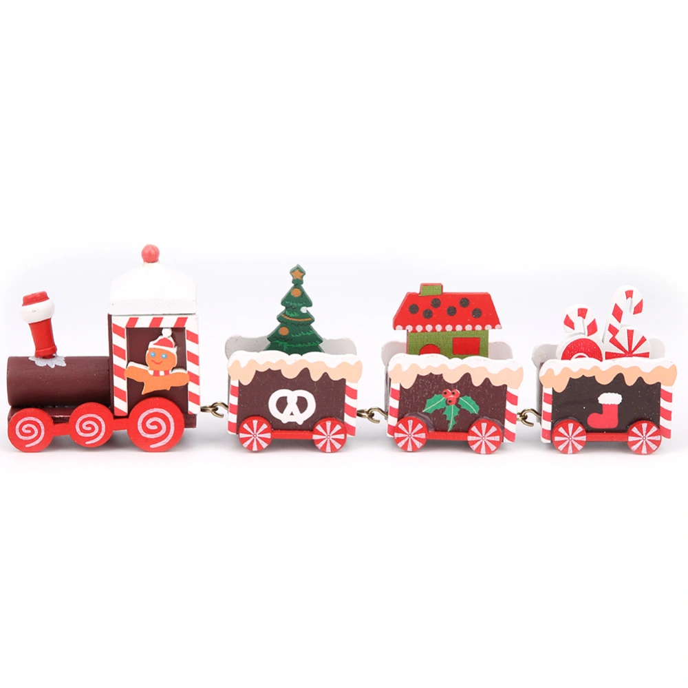 Mini Christmas Children Wooden Train Toy Kid Home DIY Train Decoration Ornament GiftCoffee