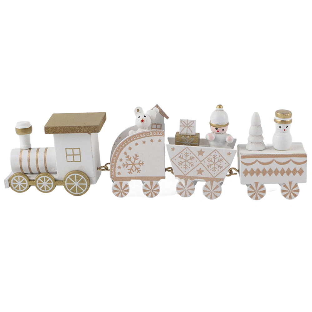 Mini Christmas Children Wooden Train Toy Kid Home DIY Train Decoration Ornament GiftWhite