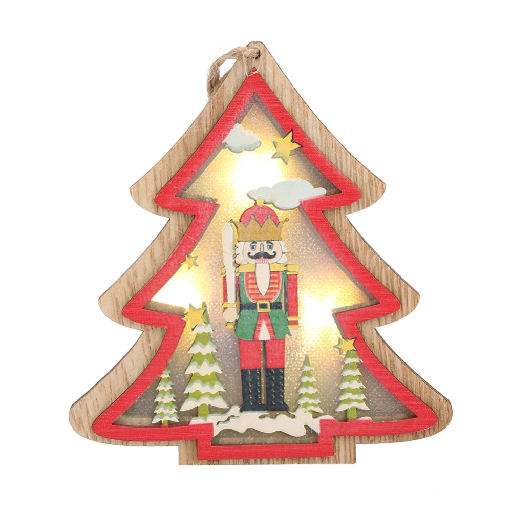 Wooden Christmas Pendant House Car Tree Hanging Luminous Ornament Christmas Tree DecorationTree Type