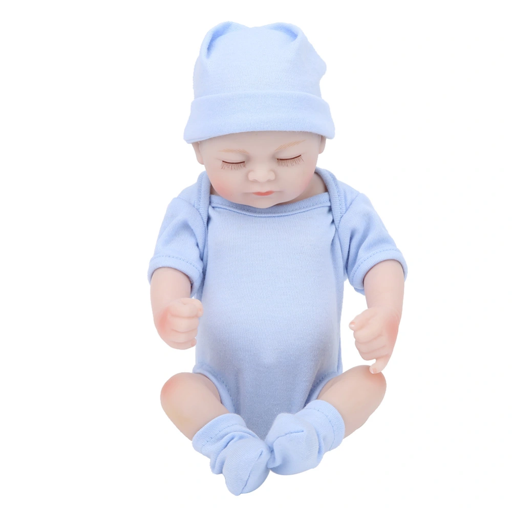 Silicone Body Simulation Baby Doll Lifelike Baby Doll Toy Children Girls Gift 10 InchBlue Close Eyes