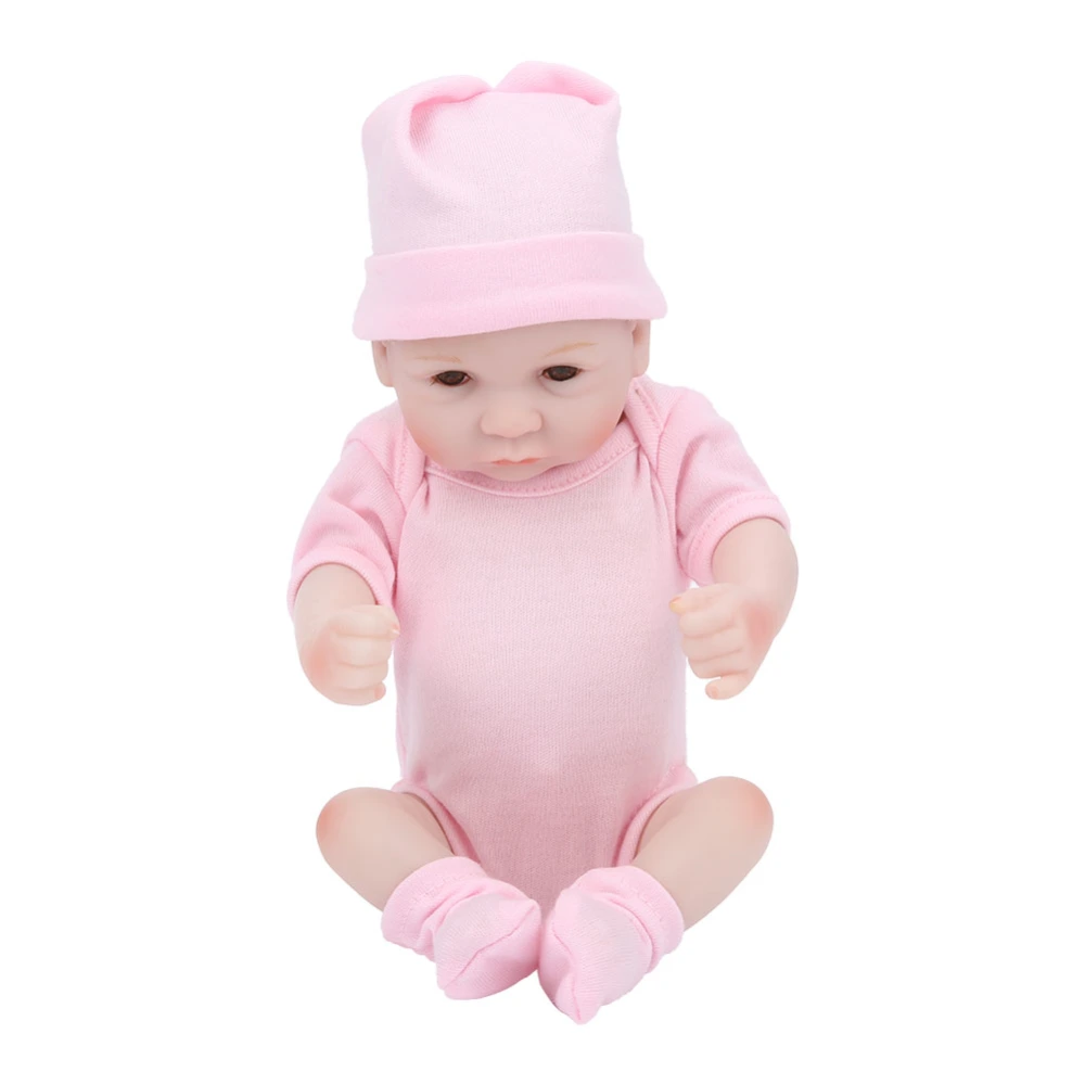 Silicone Body Simulation Baby Doll Lifelike Baby Doll Toy Children Girls Gift 10 InchPink Open Eyes