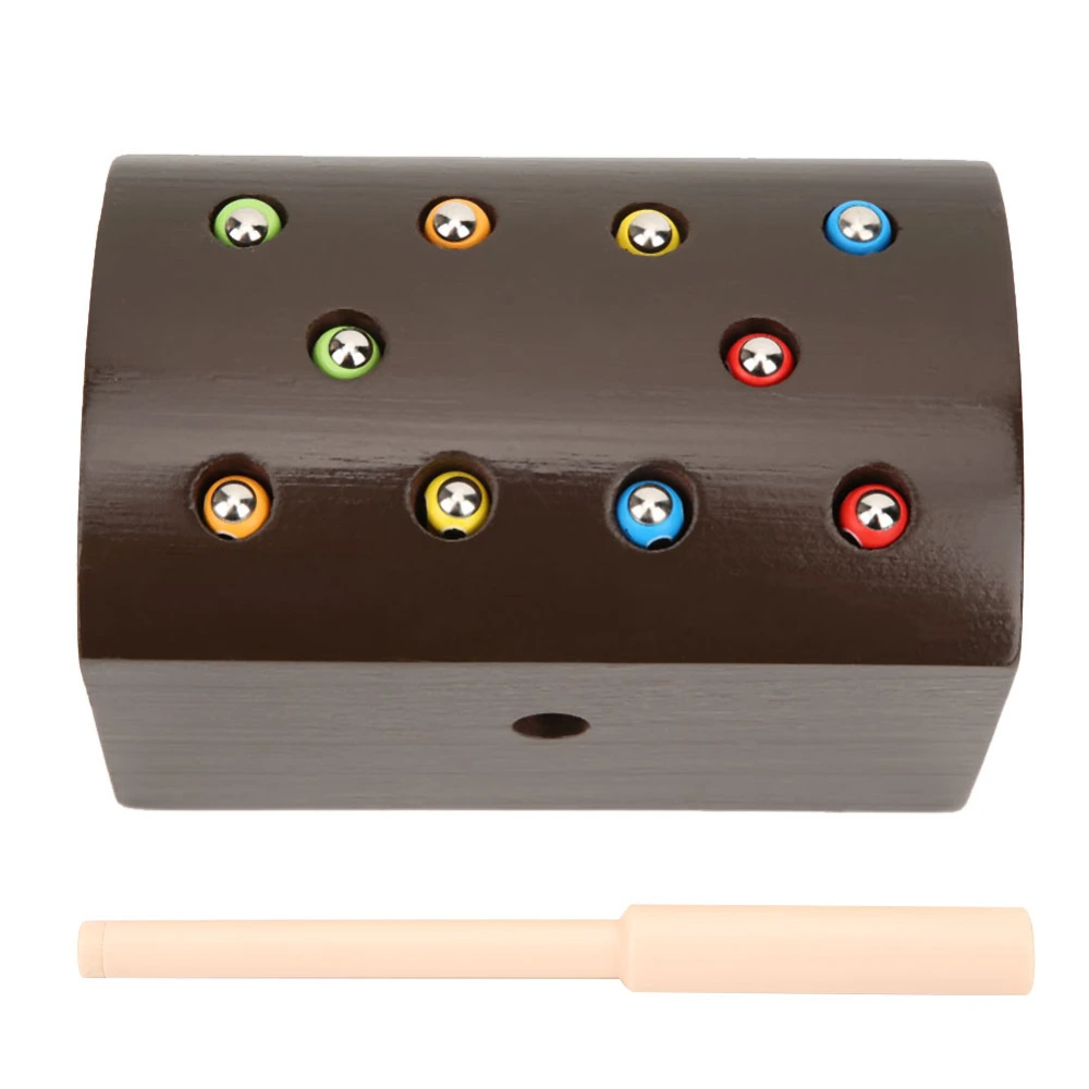 Magnetic Catch Insects Toy Wooden Desktop Parent‑Child Interactive Toy GameChocolate Color