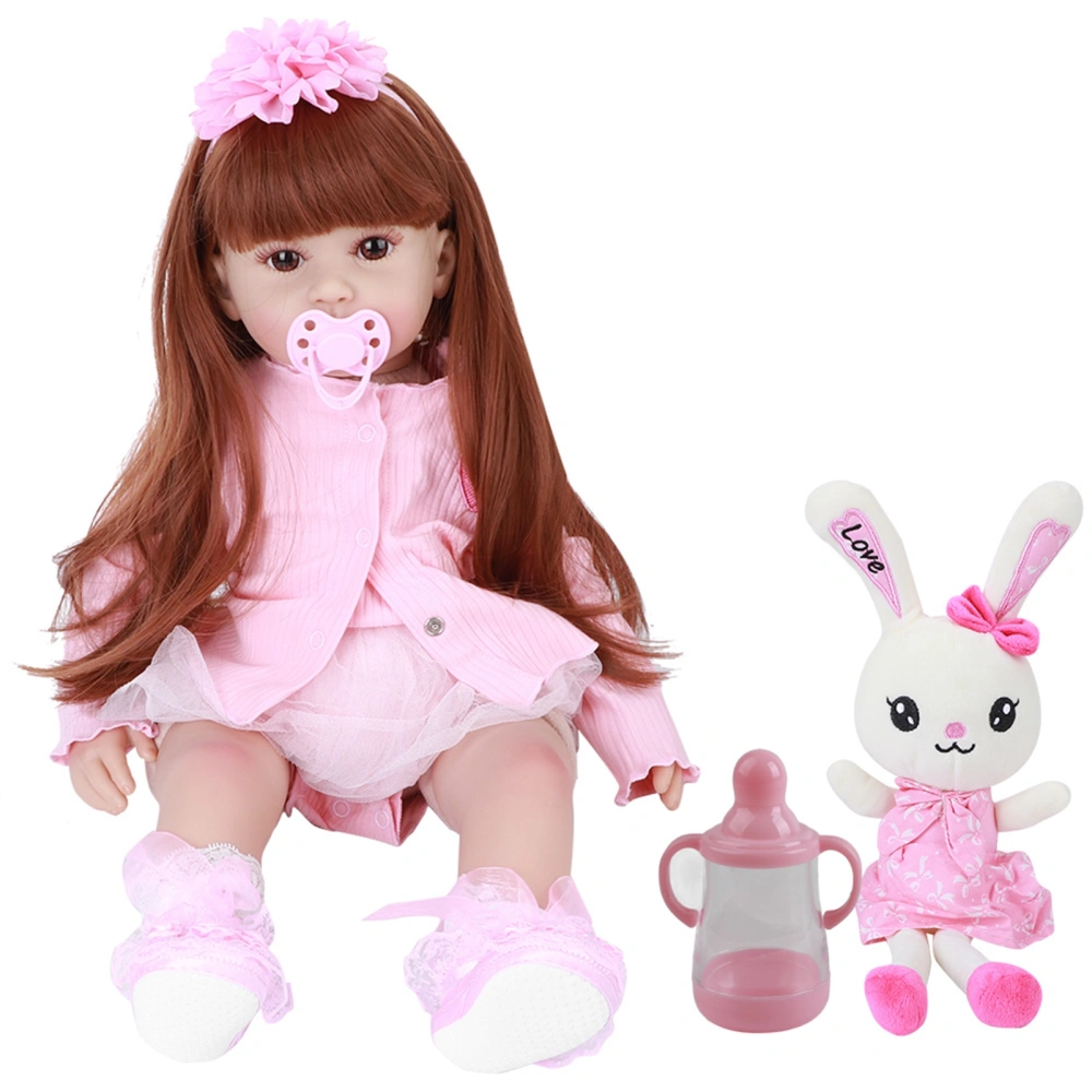 Reborn Toddler Silicone Baby Girl Doll Vivid Creativity Present Beautiful Baby Toy 60cmBrown Eyes