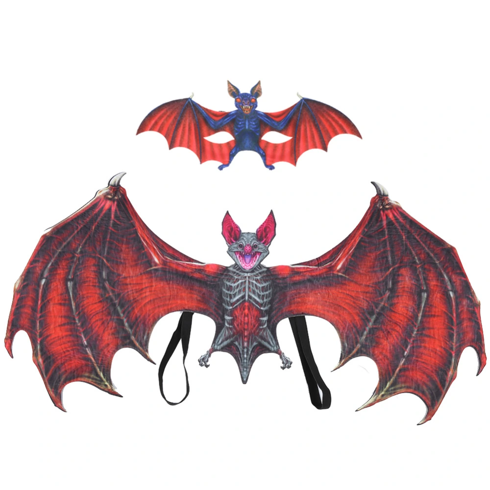 Halloween Bat Wing Face Shield Set Bright Color Party Costume Outfit for Children AdultAdult Red