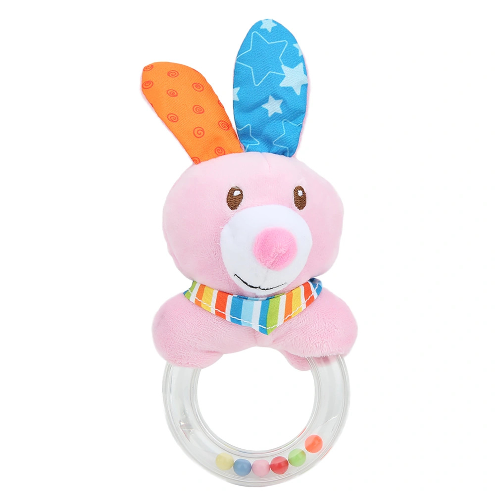 Hand Crank Plush Toy Educational Toddler Hand Rattle Puzzle Toy Appeasing Baby Gift(Lapin )