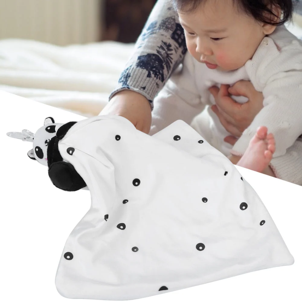 Infant Comfort Cartoon Towel Hanging Newborn Plush Toy Accompanying Baby Soothing TowelBlack and White Bear