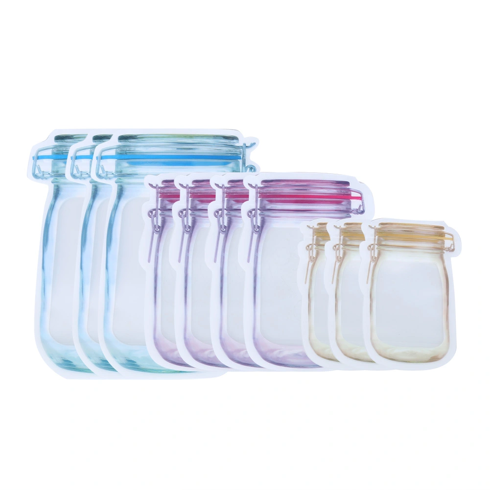 Sealing Zipper Bag Reusable Portable Food Saver Storage Bags Snack Zip Lock Bags(#3 3pcs L 4pcs m 3pcs S )