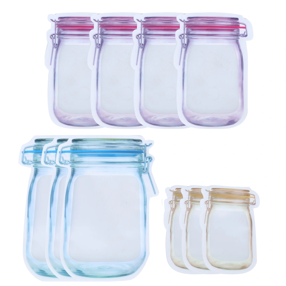 Sealing Zipper Bag Reusable Portable Food Saver Storage Bags Snack Zip Lock Bags(#3 3pcs L 4pcs m 3pcs S )